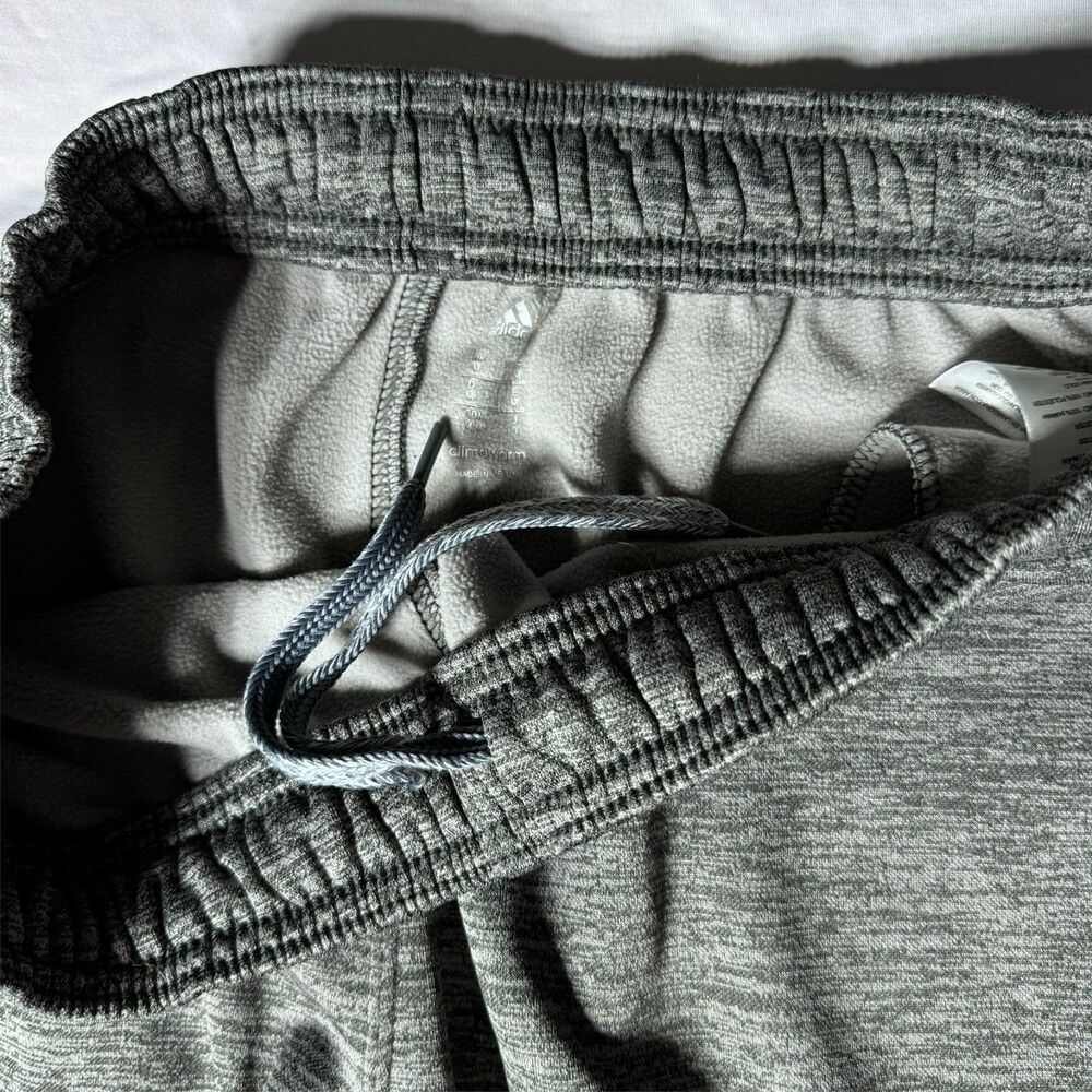 Adidas Sweatpants Mens Medium Climawarm Gray Athletic Logo Streetwear Fleece - Picture 6 of 14